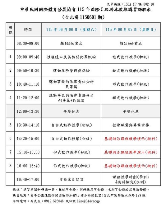 【,專業證照考試】暑假泳池教課趣! 中華民國國際體育發展協會115 年國際 C 級游泳教練研習課程開課囉!! 凡本校學生學費皆以3300元計算，一人亦可報名!!!圖片